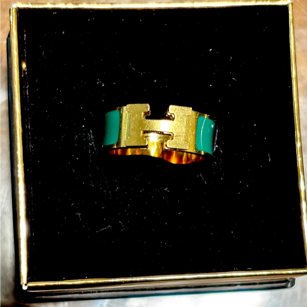 Hermes Gold and Green Ring